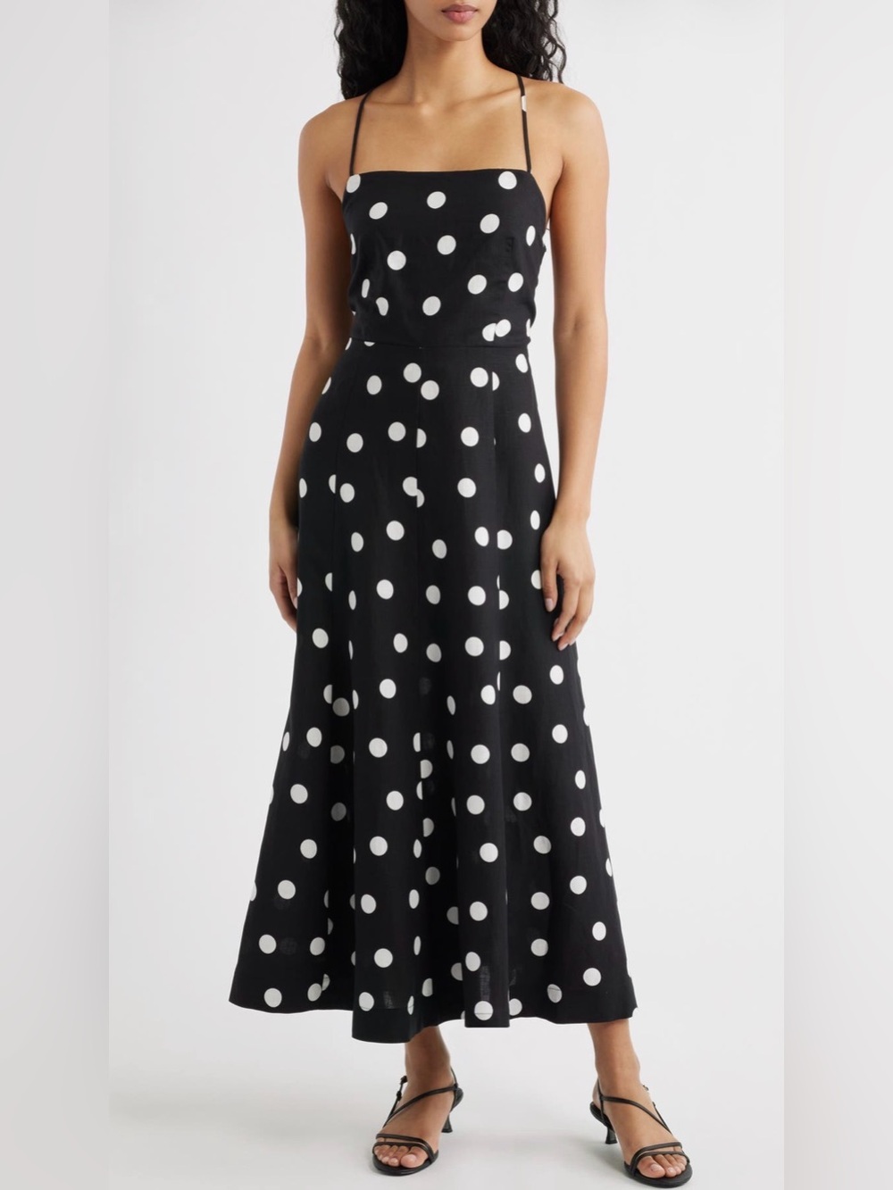 Mango Black and White Polka Dot Maxi Dress